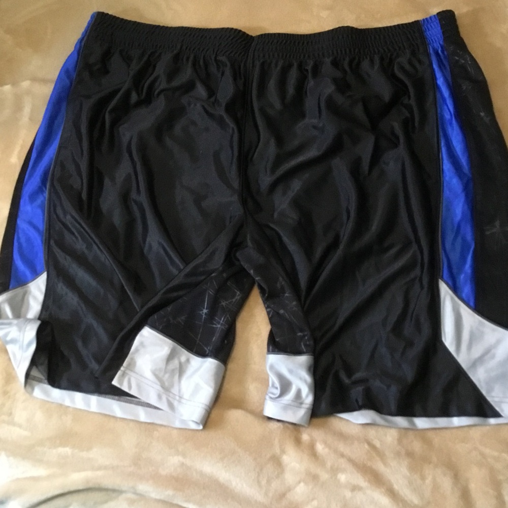 Men's Black Athletic Shorts with Blue & Silver Accents